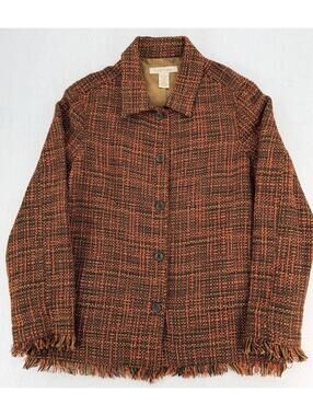 c.l.o.t.h.e.s. Women's Jacket Large Brown Orange Tweed Classic